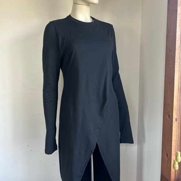 SHEIN Black Asymmetrical Long Sleeve dress or long Top L - Picture 2 of 8